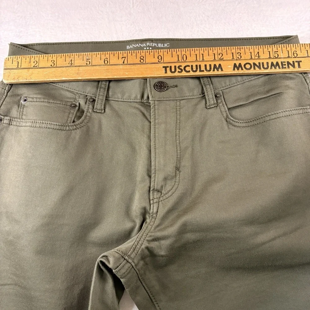 Banana Republic Men Travel Jeans 32X30 Olive Green Chino Slim Fit Stretch Casual